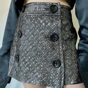 Express Metallic Black Mini Skirt,Metalic Sheen, double-breasted buttondesign,2